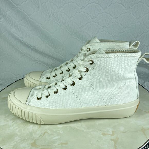 J. Crew Classic High Top Sneakers Women Sz 6 Ivory Canvas Lace Up Comfort Shoes - Picture 6 of 13